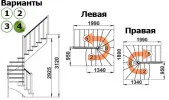Лестница  К-003м/4 Л с подступенками сосна (6 уп)