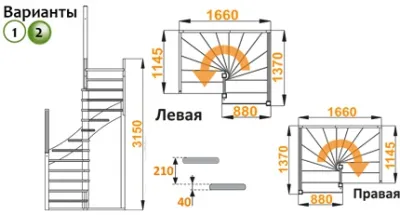 Лестница  К-005м/2  Л сосна (4 уп)