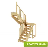 Лестница К-004м/1 Л с подступенками сосна (7 уп) под покраску Лестница К-004м/1 Л с подступенками сосна (7 уп) под покраску