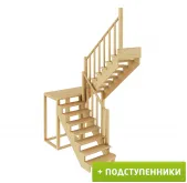 Лестница К-004м/1 П с подступенками сосна (7 уп) под покраску Лестница К-004м/1 П с подступенками сосна (7 уп) под покраску