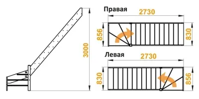 Лестница  ЛС-14 П (без поручня) сосна (2 уп)